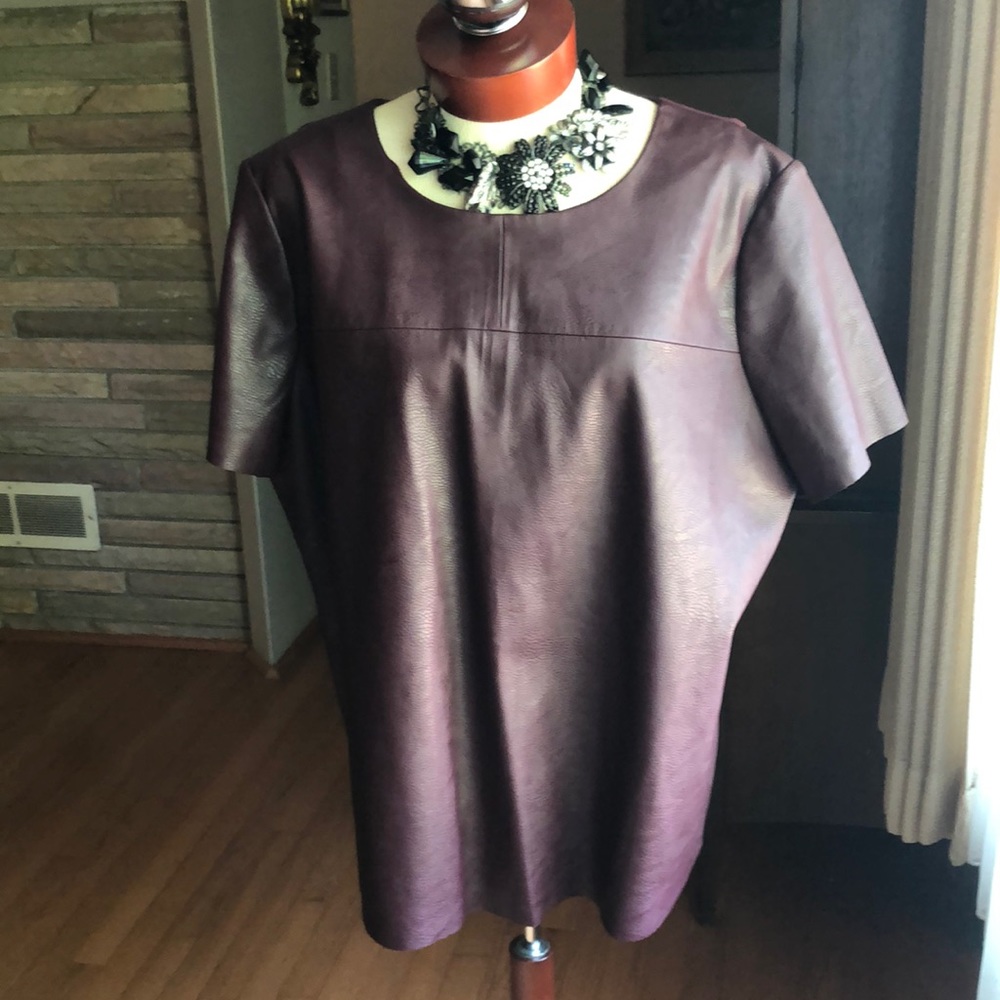 Chico’s Vegan Leather Burgundy Top XL NEW!